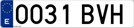 Ejemplo de matrícula española 0031 BVH