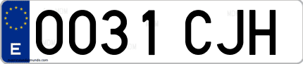 Ejemplo de matrícula de coche ordinaria 0031 CJH