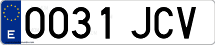Ejemplo de matrícula de coche ordinaria 0031 JCV