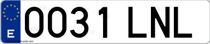 Ejemplo de matrícula española 0031 LNL