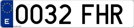 Ejemplo de matrícula española 0032 FHR