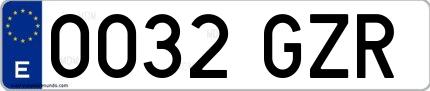 Ejemplo de matrícula española 0032 GZR