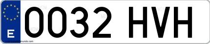 Ejemplo de matrícula española 0032 HVH