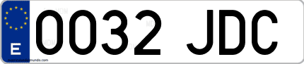 Ejemplo de matrícula de coche ordinaria 0032 JDC