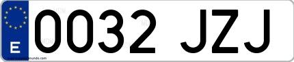 Ejemplo de matrícula española 0032 JZJ