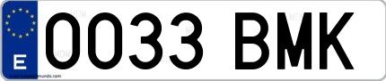 Ejemplo de matrícula española 0033 BMK