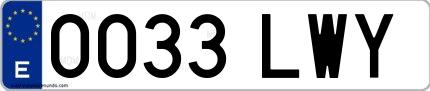 Ejemplo de matrícula española 0033 LWY