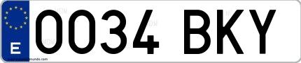 Ejemplo de matrícula española 0034 BKY