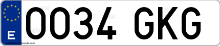 Ejemplo de matrícula de coche ordinaria 0034 GKG