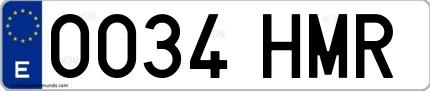 Ejemplo de matrícula española 0034 HMR