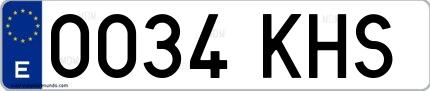 Ejemplo de matrícula española 0034 KHS
