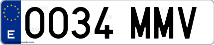 Ejemplo de matrícula de coche ordinaria 0034 MMV