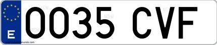 Ejemplo de matrícula española 0035 CVF