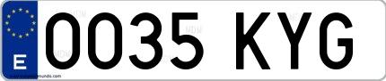 Ejemplo de matrícula española 0035 KYG