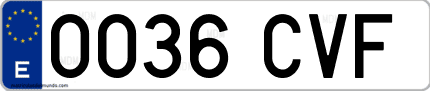 Ejemplo de matrícula de coche ordinaria 0036 CVF