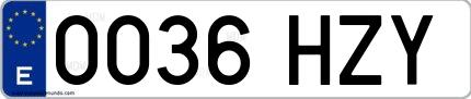 Ejemplo de matrícula española 0036 HZY