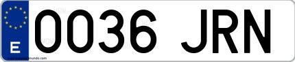 Ejemplo de matrícula española 0036 JRN