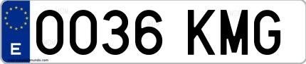 Ejemplo de matrícula española 0036 KMG