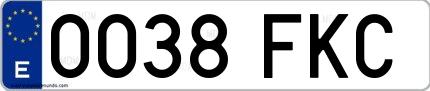 Ejemplo de matrícula española 0038 FKC