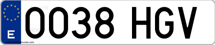 Ejemplo de matrícula de coche ordinaria 0038 HGV