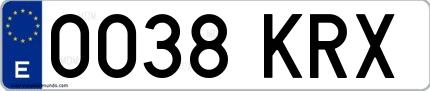 Ejemplo de matrícula española 0038 KRX