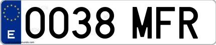 Ejemplo de matrícula española 0038 MFR
