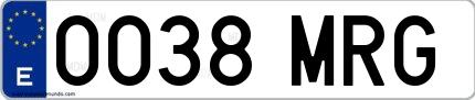 Ejemplo de matrícula española 0038 MRG