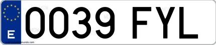 Ejemplo de matrícula española 0039 FYL
