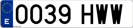 Ejemplo de matrícula de coche ordinaria 0039 HWW