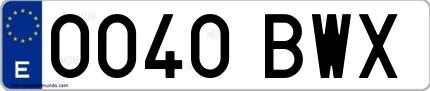 Ejemplo de matrícula española 0040 BWX