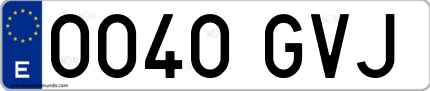 Ejemplo de matrícula de coche ordinaria 0040 GVJ