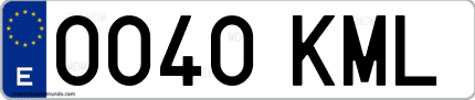 Ejemplo de matrícula de coche ordinaria 0040 KML