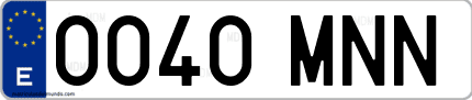Ejemplo de matrícula de coche ordinaria 0040 MNN