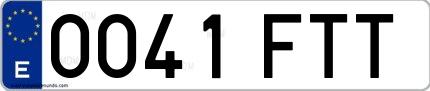 Ejemplo de matrícula española 0041 FTT