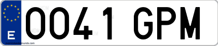 Ejemplo de matrícula de coche ordinaria 0041 GPM