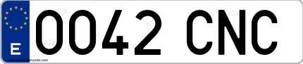 Ejemplo de matrícula española 0042 CNC