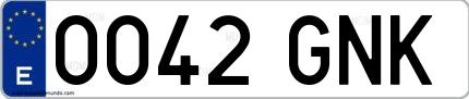 Ejemplo de matrícula española 0042 GNK