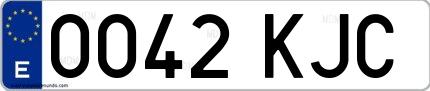 Ejemplo de matrícula española 0042 KJC