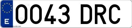 Ejemplo de matrícula española 0043 DRC