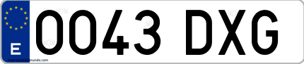 Ejemplo de matrícula de coche ordinaria 0043 DXG
