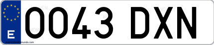 Ejemplo de matrícula de coche ordinaria 0043 DXN