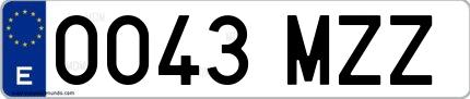 Ejemplo de matrícula española 0043 MZZ