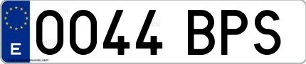 Ejemplo de matrícula española 0044 BPS