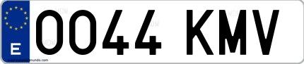 Ejemplo de matrícula española 0044 KMV
