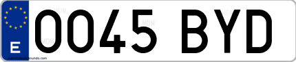 Ejemplo de matrícula de coche ordinaria 0045 BYD