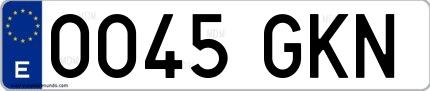 Ejemplo de matrícula española 0045 GKN
