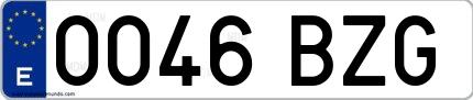 Ejemplo de matrícula española 0046 BZG