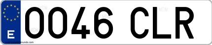 Ejemplo de matrícula española 0046 CLR