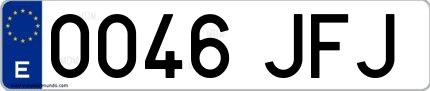Ejemplo de matrícula española 0046 JFJ
