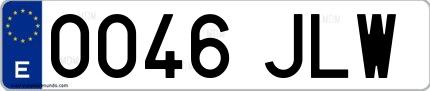 Ejemplo de matrícula española 0046 JLW